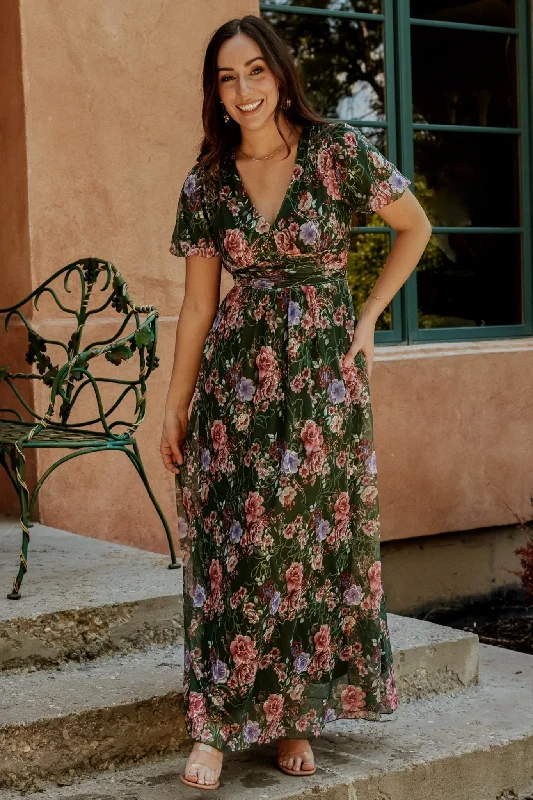 Ardley Maxi Dress | Green + Pink Floral