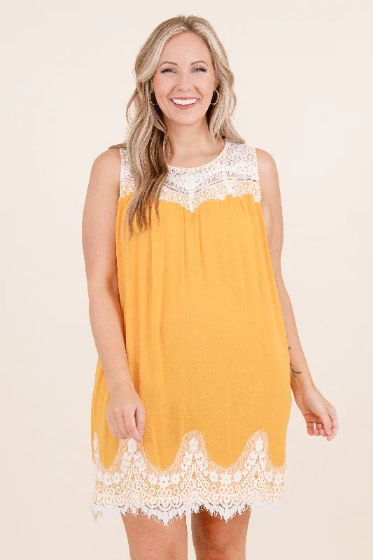 Laced With Love Dress, Goldenrod