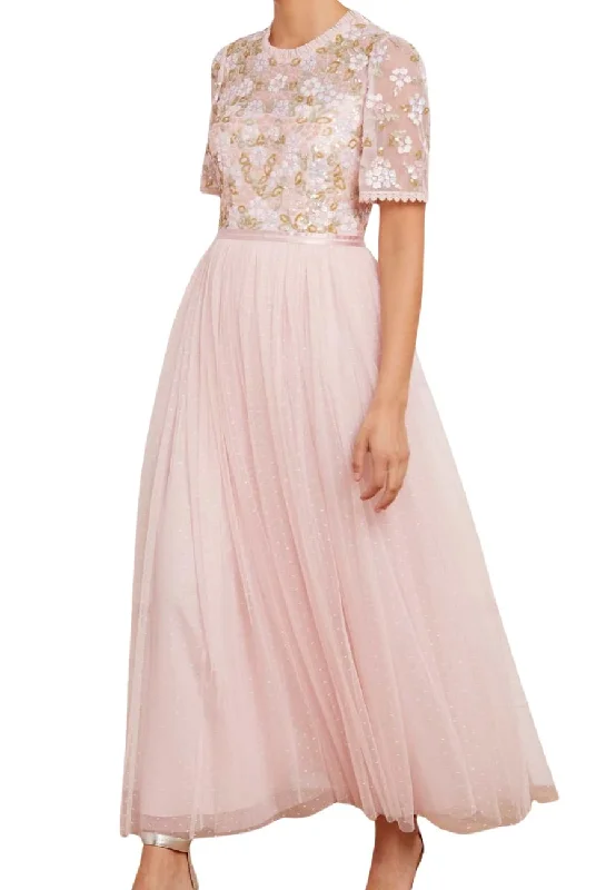 Pink Lena Embellished Bodice Gown