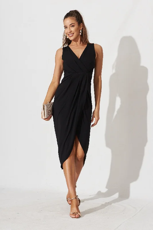 Amanda Midi Dress In Black