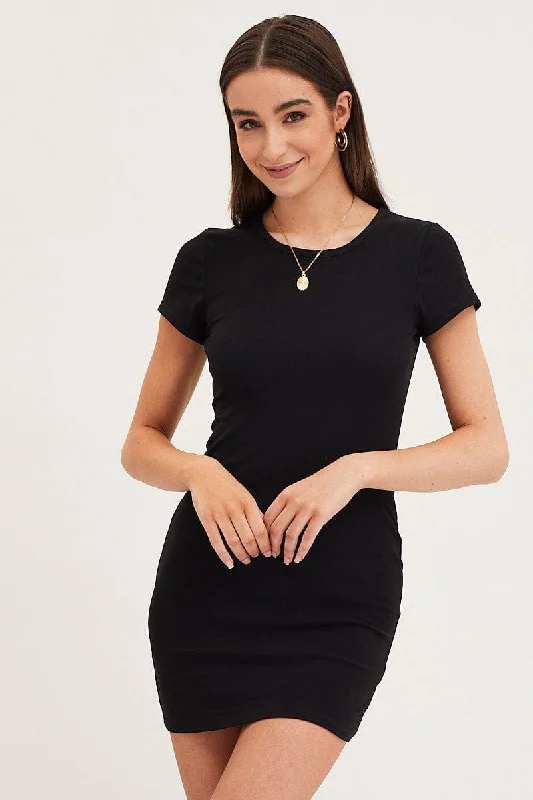 Black Dress Short Sleeve Crew Neck