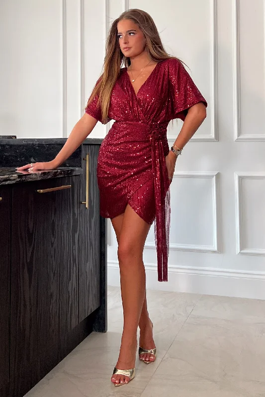 Deena Berry Corsage Sequin Mini Dress