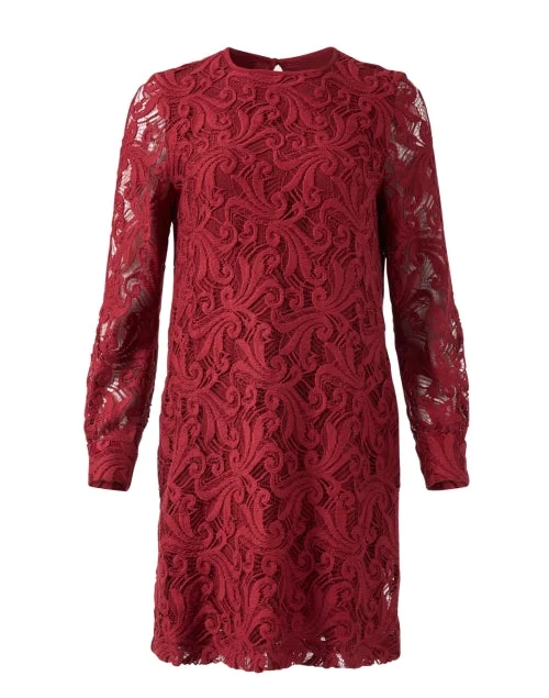 Esordio Bordeaux Red Lace Dress