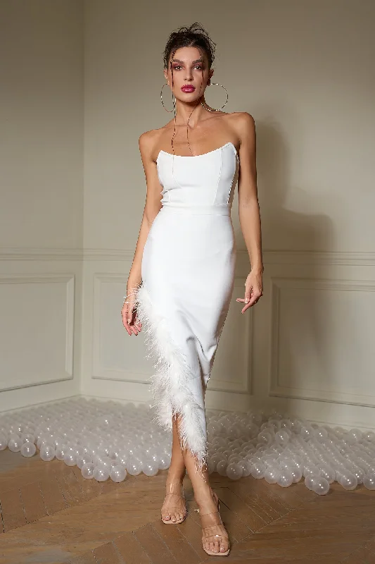 Leilani Stunning Feather White Dress