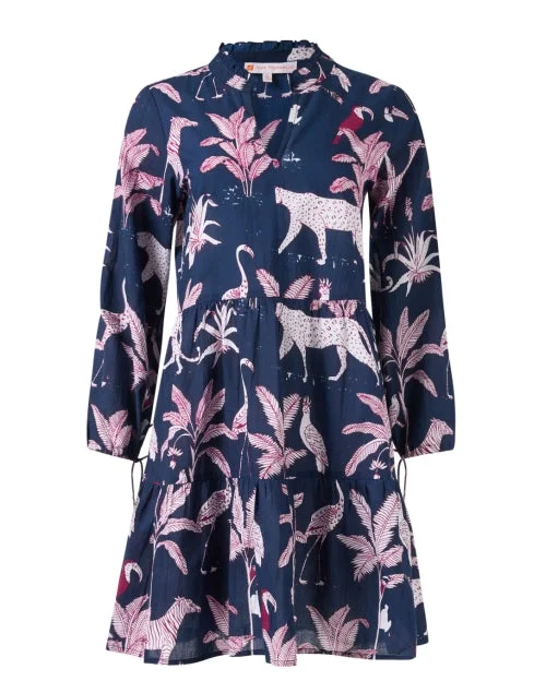 Monaco Navy Print Cotton Dress