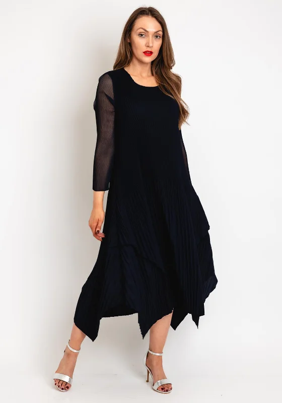 Naya Pleated Midi Dress, Navy