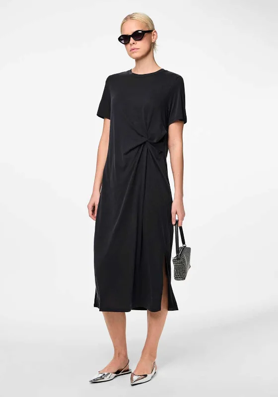 Pieces Anora Knot Detail T-Shirt Dress, Black