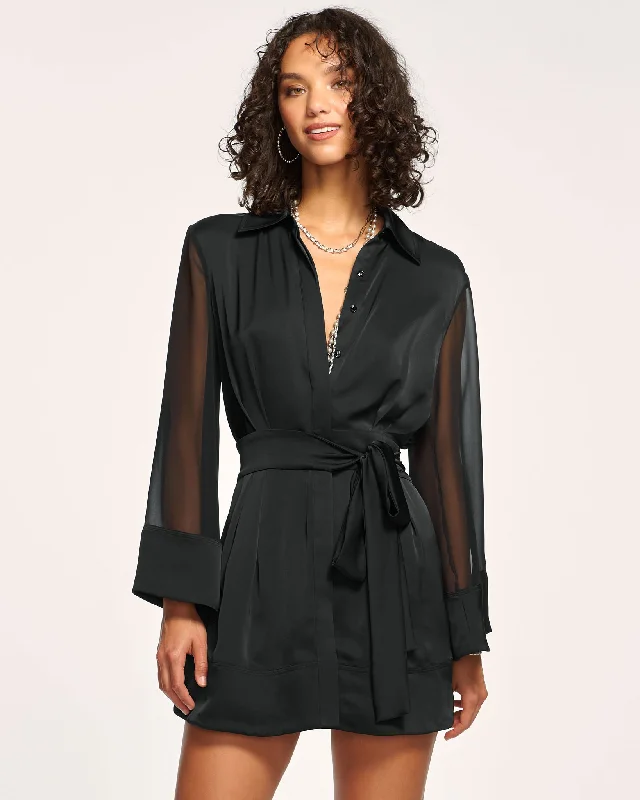 Phoebe Sheer Long Sleeve Shirt Dress