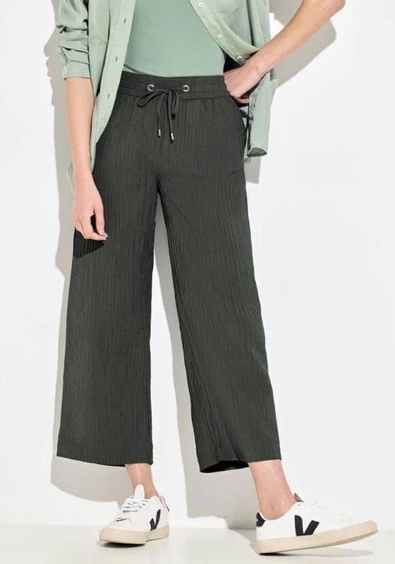 Cecil 7/8 Wide Leg Culotte Trousers, Cool Khaki