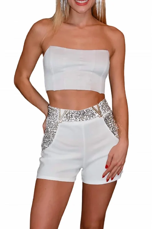 Dazzling Dixie Shorts In White