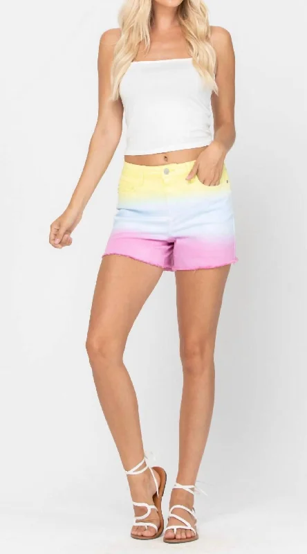 Dip Dye Denim Shorts In Multi Color