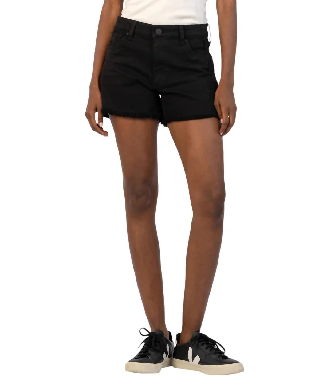 Jane High Rise Shorts With Fray Hem In Black