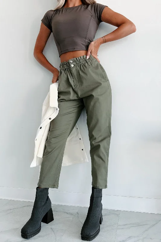 Just The Facts Paper Bag Pants (Olive)