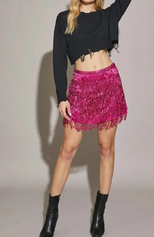 Sequin Skort In Fushia