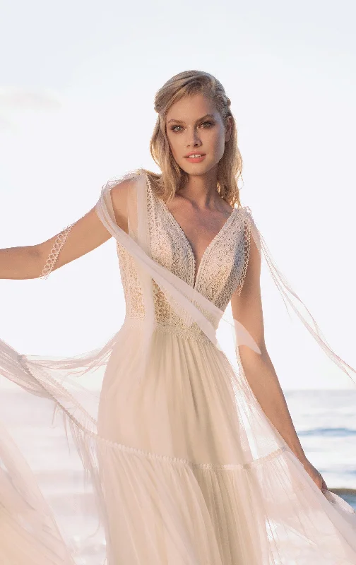 Sleeveless V-Neck Bohemian Wedding Dress