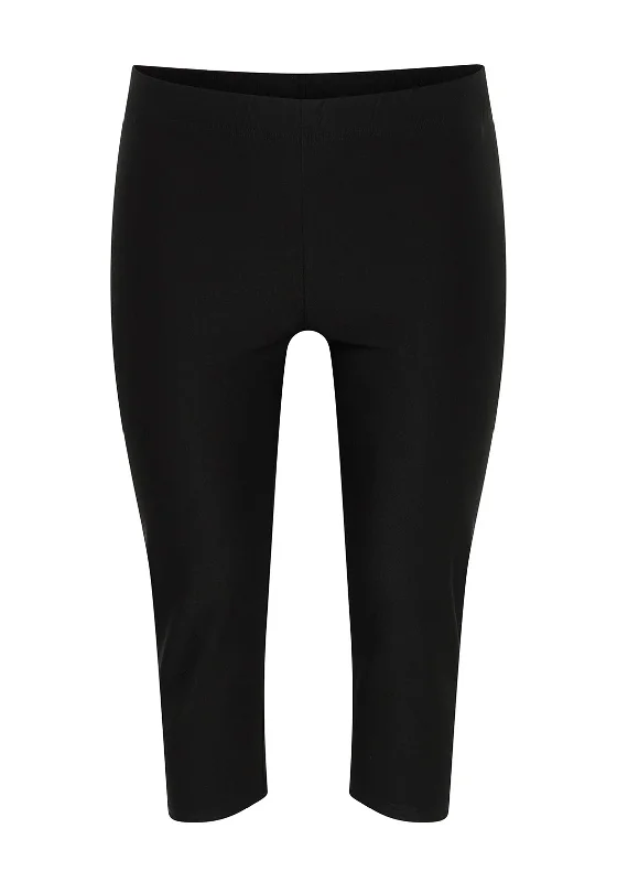 Simple Wish Curve Jegging Cropped Trousers, Black