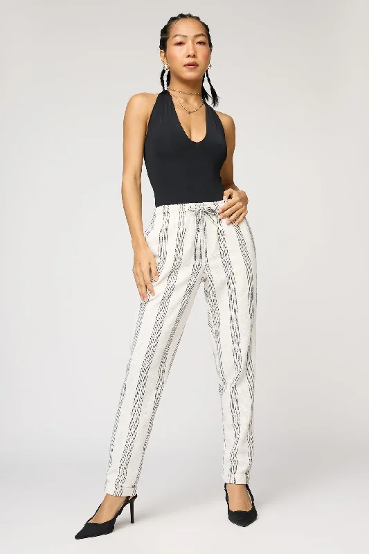 Classic White and Black Stripe Pants