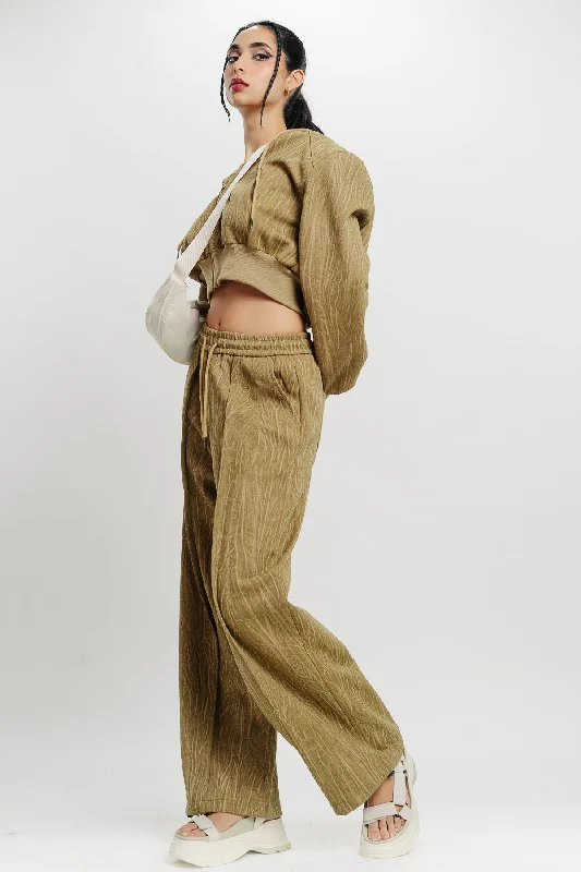 Textured Khaki Straight Fit Pant