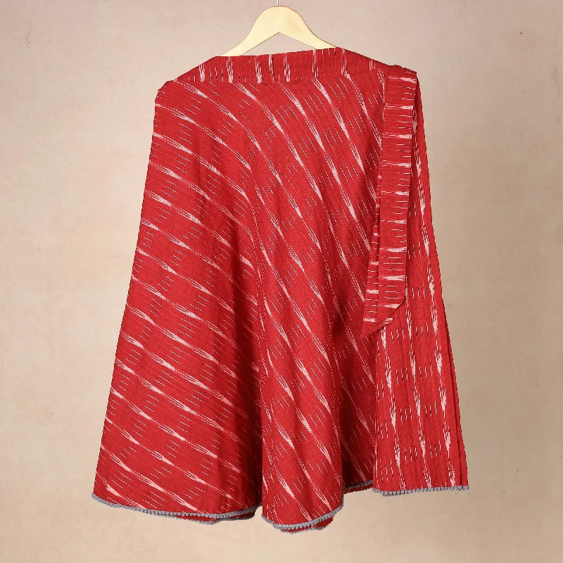 Red - Pochampally Ikat Cotton Wrap Around Skirt