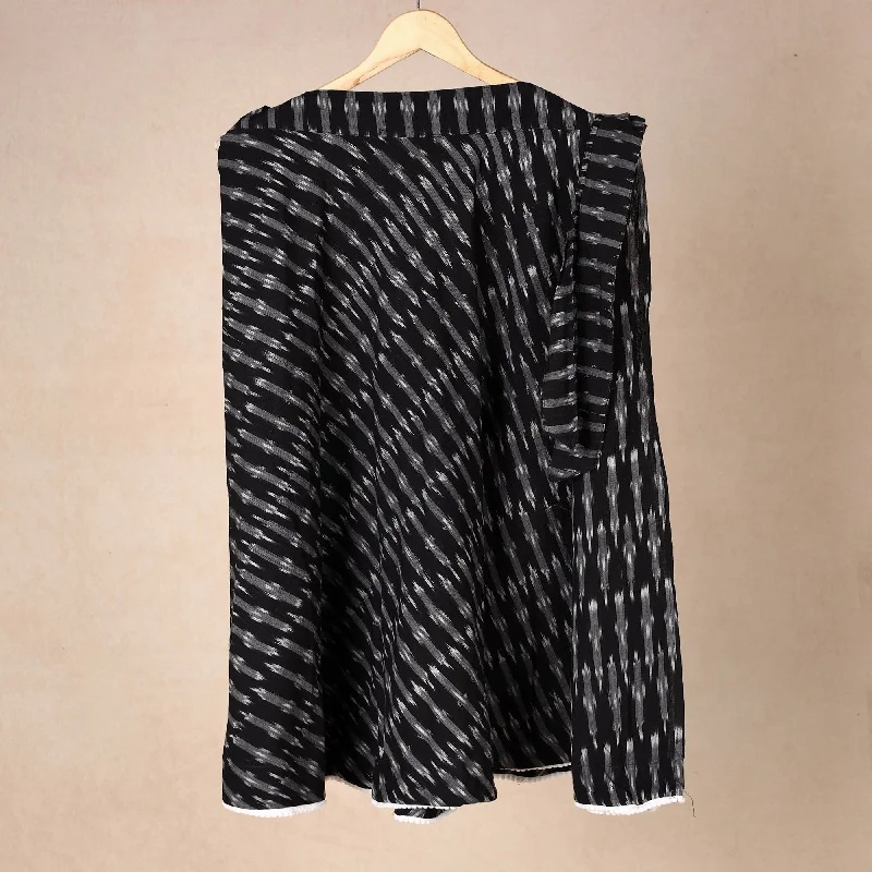 Black - Pochampally Ikat Cotton Wrap Around Skirt