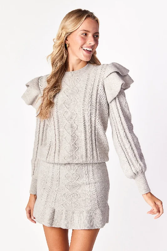 Claude Cable Knit Skirt Dove Gray