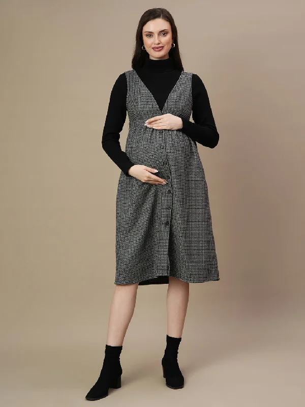 2pc. Woolen Maternity Dungaree Dress