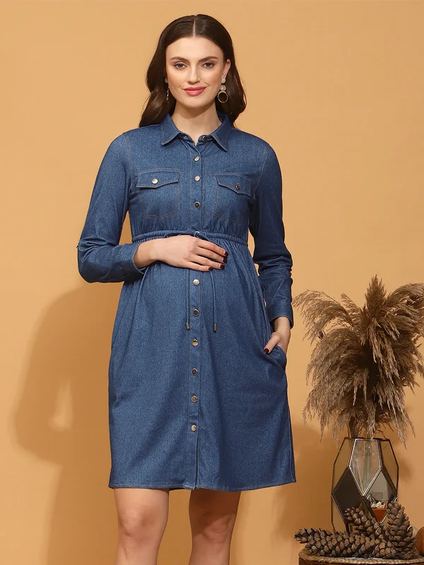 Maternity Denim Shirt Dress