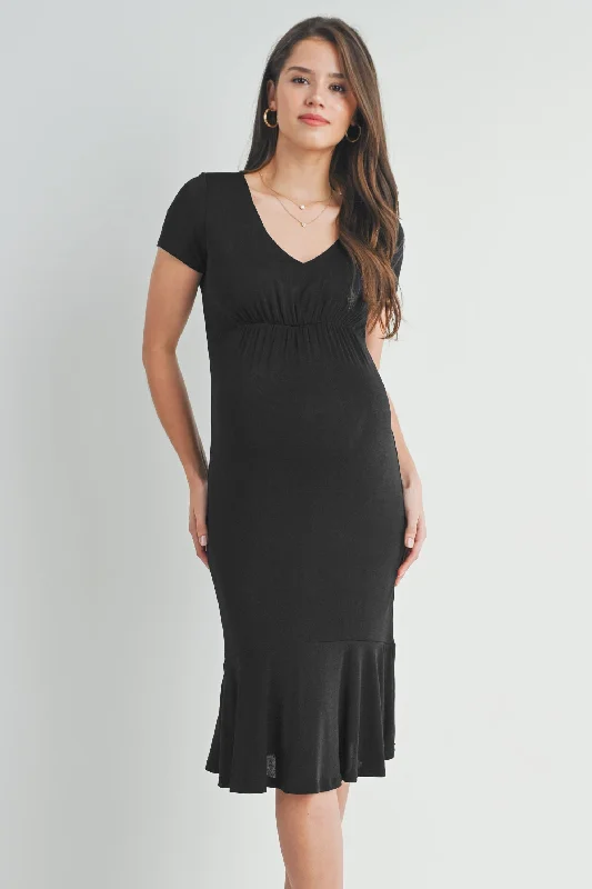 V Neck Short Sleeve Maternity Dress