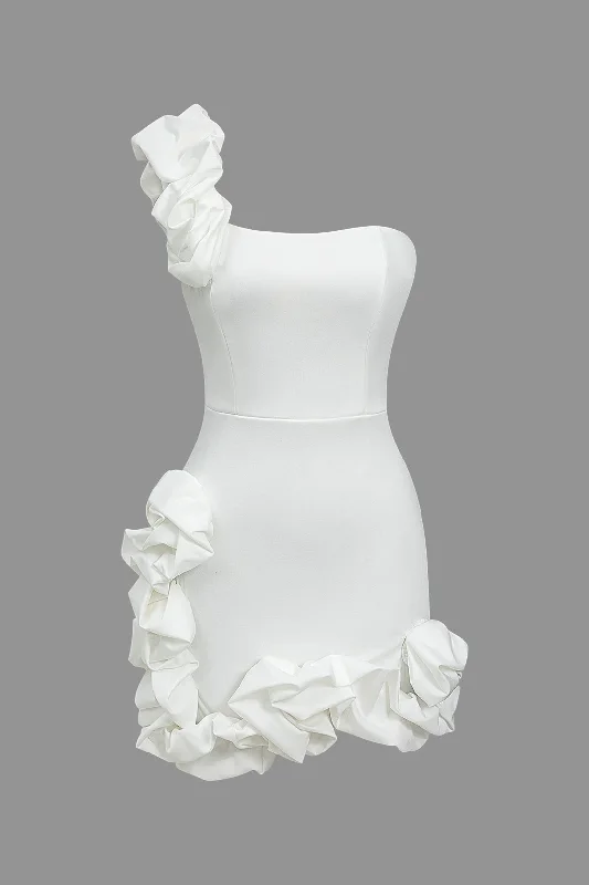 Ruffle One Shoulder Mini Dress