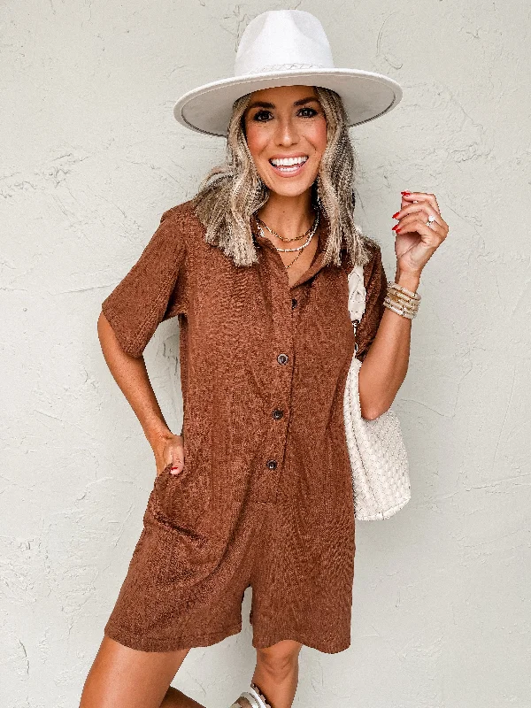 Coffee Break Textured Knit Romper