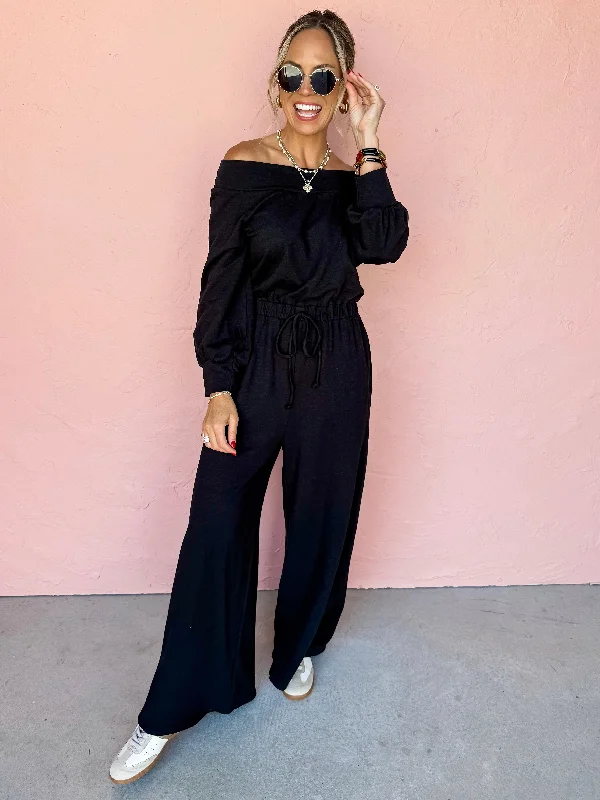 Have It All Off The Shoulder Terry Jumpsuit